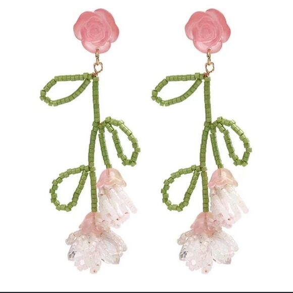 Bohemian flower drop earrings N236 - Picture 1 of 5